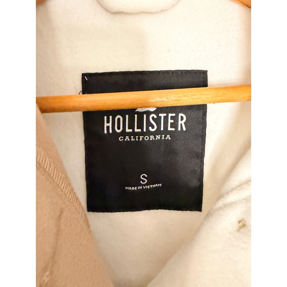 Hollister Colorblock Fleece Shirt Jacket Shacket Brown Cream Tan Small Oversized - Picture 4 of 15